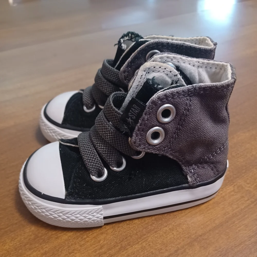 Converse Infant Shoes Size 3 Black Gray Hook & Loop Chuck Taylor All Star